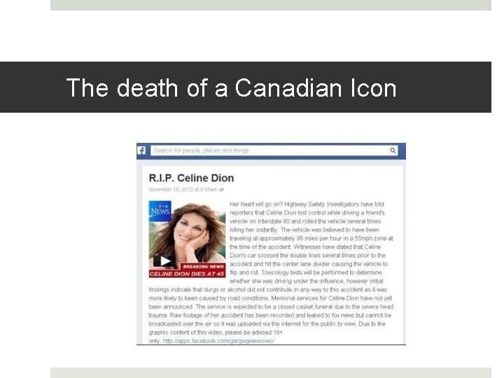 The death of a Canadian Icon 