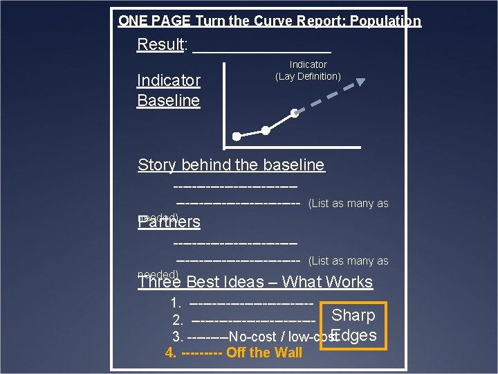 ONE PAGE Turn the Curve Report: Population Result: ________ Indicator Baseline Indicator (Lay Definition)