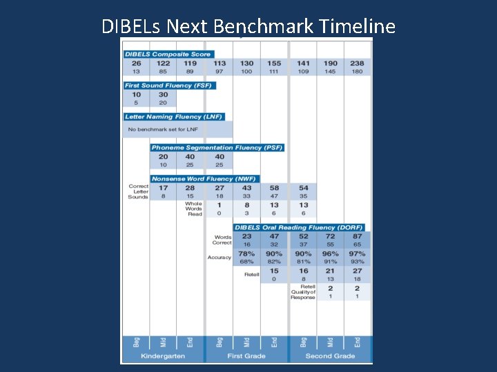 DIBELs Next Benchmark Timeline 