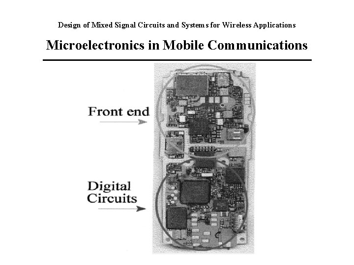 Design of Mixed Signal Circuits and Systems for Wireless Applications Microelectronics in Mobile Communications
