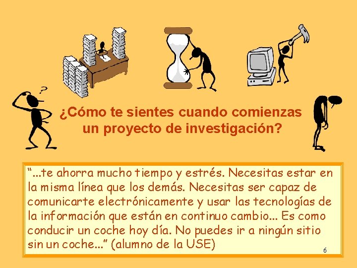 ¿Cómo te sientes cuando comienzas un proyecto de investigación? “. . . te ahorra