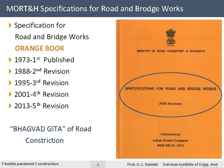 MORT&H Specifications for Road and Brodge Works 4 Specification for Road and Bridge Works