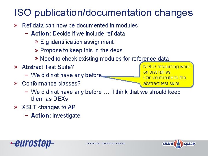 ISO publication/documentation changes » Ref data can now be documented in modules − Action: