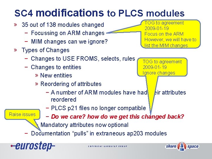 SC 4 modifications to PLCS modules TOG to agreement » 35 out of 138