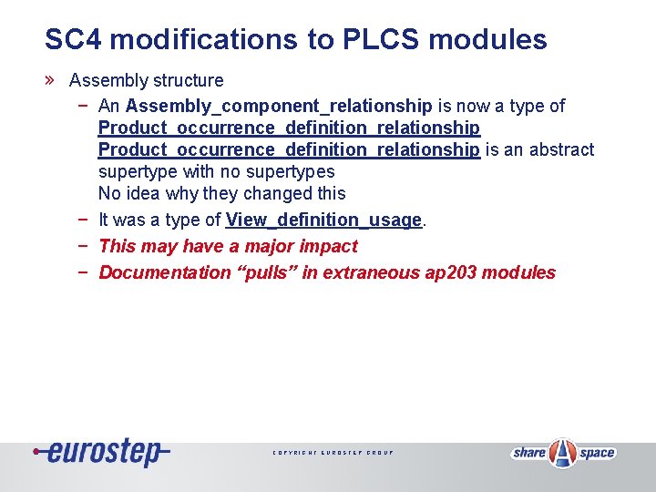 SC 4 modifications to PLCS modules » Assembly structure − An Assembly_component_relationship is now