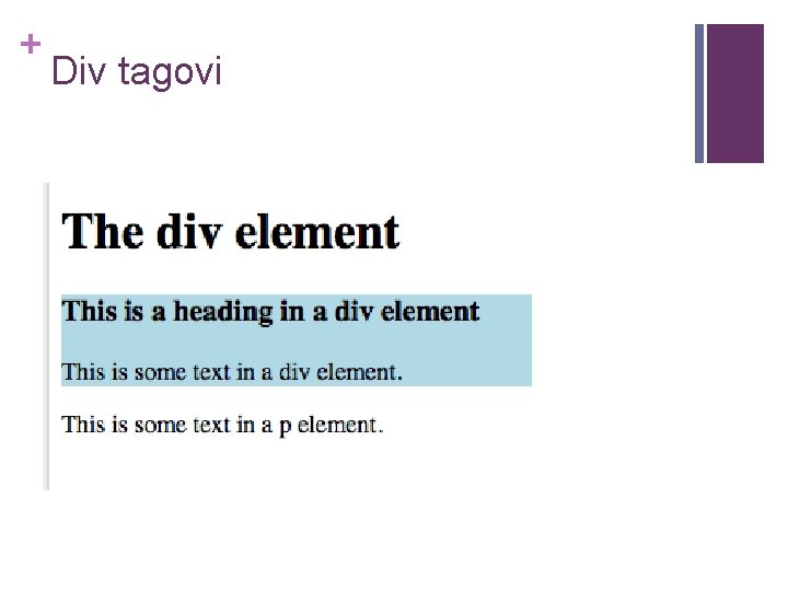 + Div tagovi 