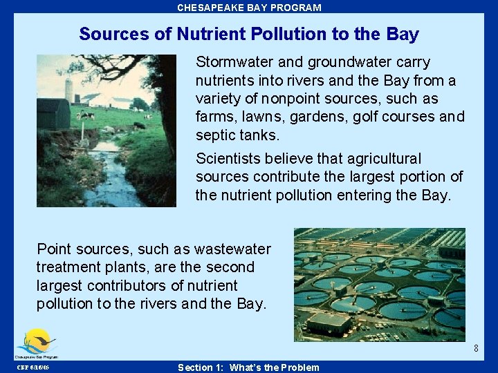 Restoring and Protecting Chesapeake Bay and River Water