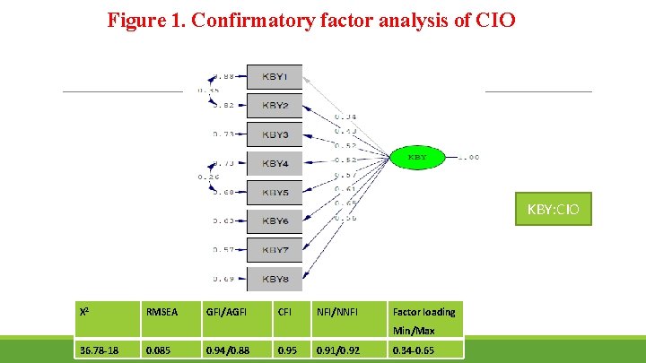 Figure 1. Confirmatory factor analysis of CIO KBY: CIO X 2 RMSEA GFI/AGFI CFI