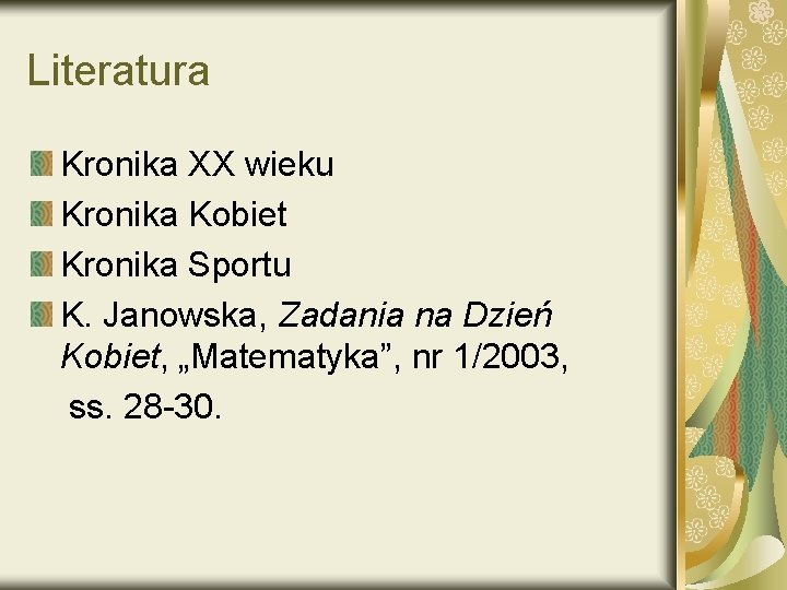 Literatura Kronika XX wieku Kronika Kobiet Kronika Sportu K. Janowska, Zadania na Dzień Kobiet,