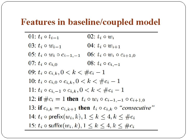 Features in baseline/coupled model 