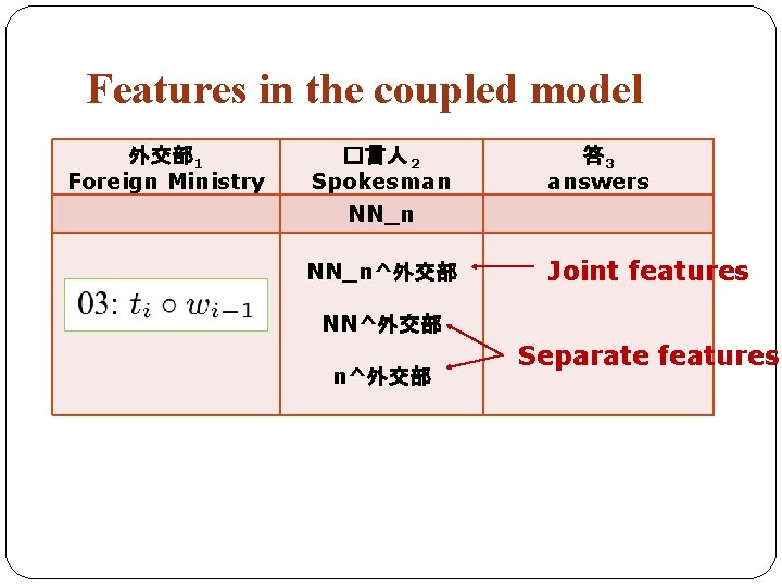 Features in the coupled model 外交部 1 Foreign Ministry �言人 2 Spokesman 答 3