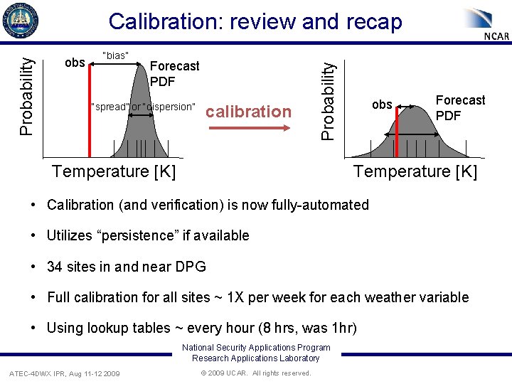 obs “bias” Forecast PDF “spread” or “dispersion” calibration Probability Calibration: review and recap Temperature