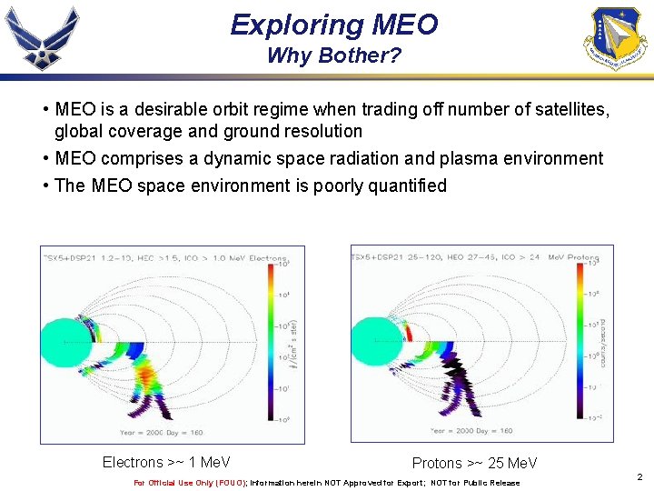 Exploring MEO Why Bother? • MEO is a desirable orbit regime when trading off