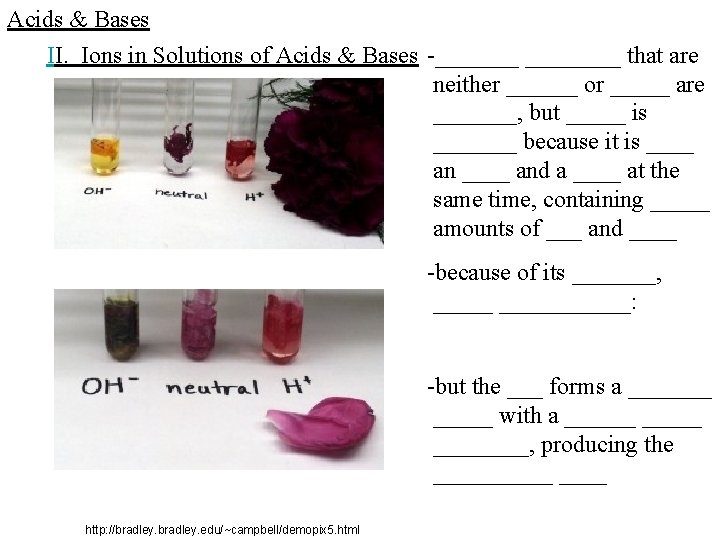 Acids & Bases II. Ions in Solutions of Acids & Bases -_______ that are