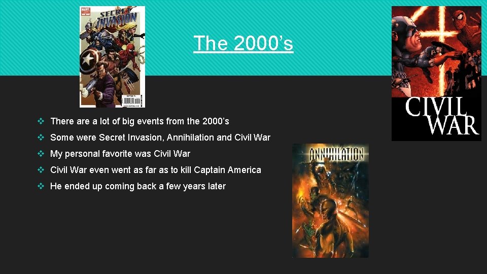 The 2000’s v There a lot of big events from the 2000’s v Some