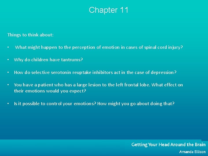 Chapter 11 Things to think about: • What might happen to the perception of