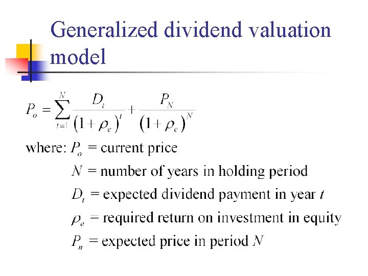 Generalized dividend valuation model 
