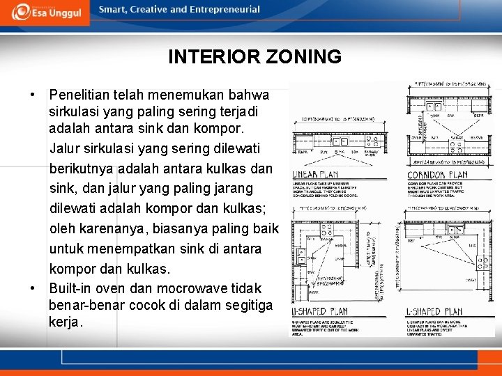 INTERIOR ZONING • Penelitian telah menemukan bahwa sirkulasi yang paling sering terjadi adalah antara INTERIOR ZONING • Penelitian telah menemukan bahwa sirkulasi yang paling sering terjadi adalah antara