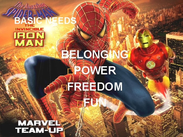 BASIC NEEDS �BELONGING �POWER �FREEDOM �FUN 