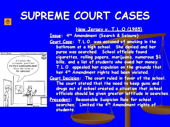 SUPREME COURT CASES New Jersey v. T. L. O (1985) Issue: 4 th Amendment
