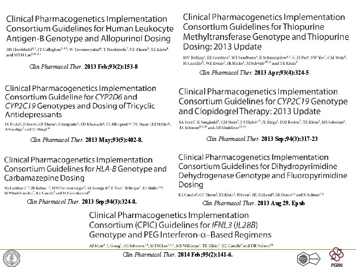 Clin Pharmacol Ther. 2013 Feb; 93(2): 153 -8 Clin Pharmacol Ther. 2013 May; 93(5):