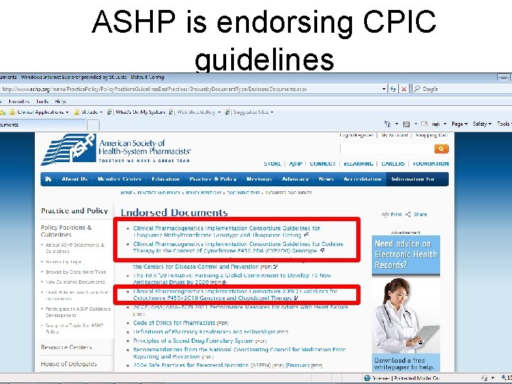 ASHP is endorsing CPIC guidelines 