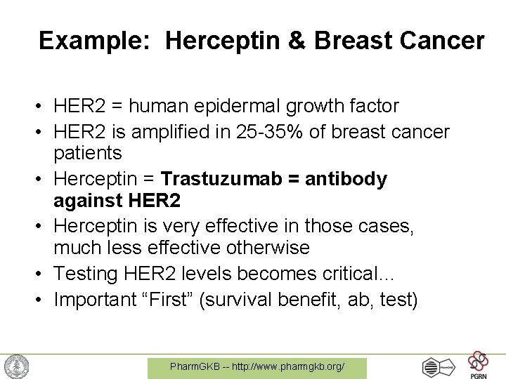 Example: Herceptin & Breast Cancer • HER 2 = human epidermal growth factor •