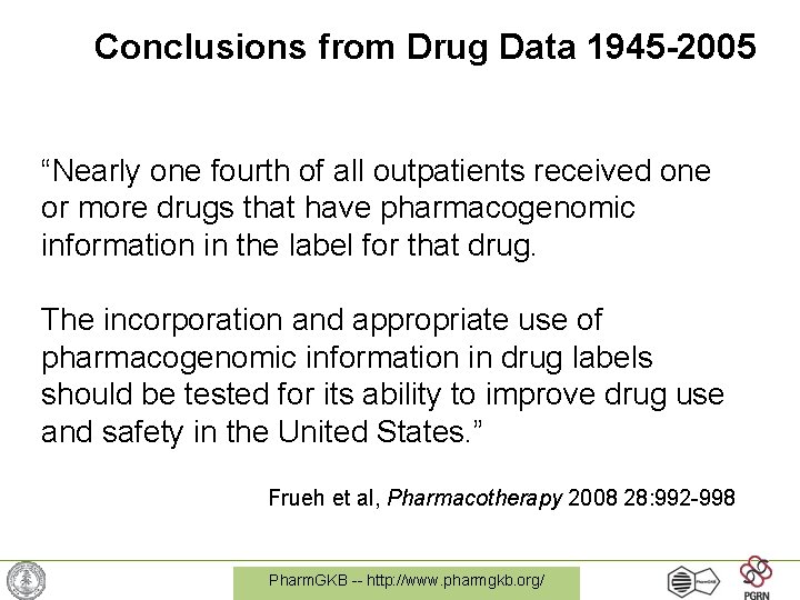 Conclusions from Drug Data 1945 -2005 “Nearly one fourth of all outpatients received one