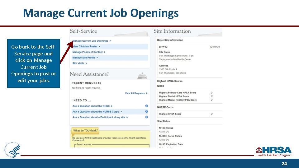 Manage Current Job Openings Go back to the Self. Service page and click on