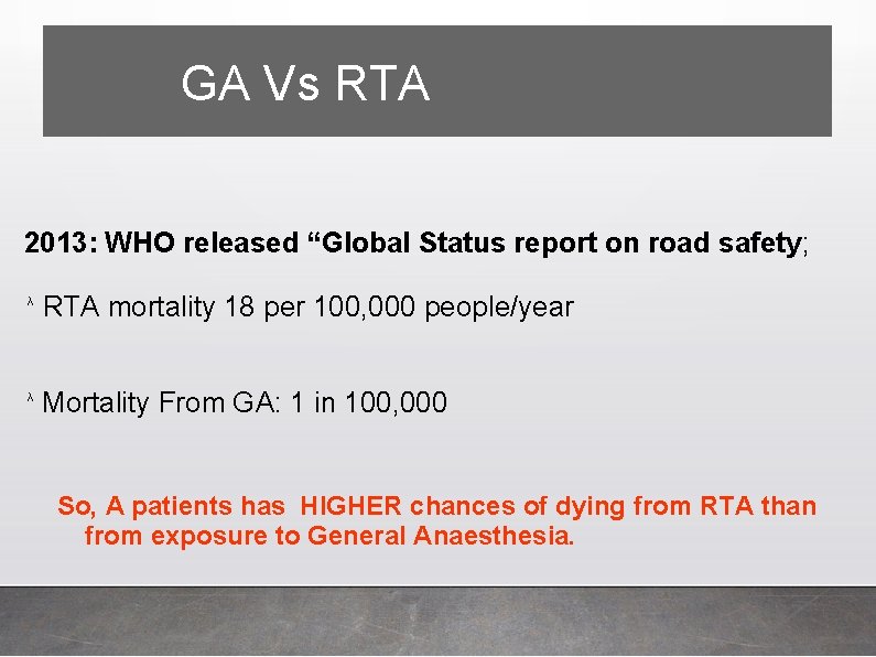 GA Vs RTA 2013: WHO released “Global Status report on road safety; λ RTA