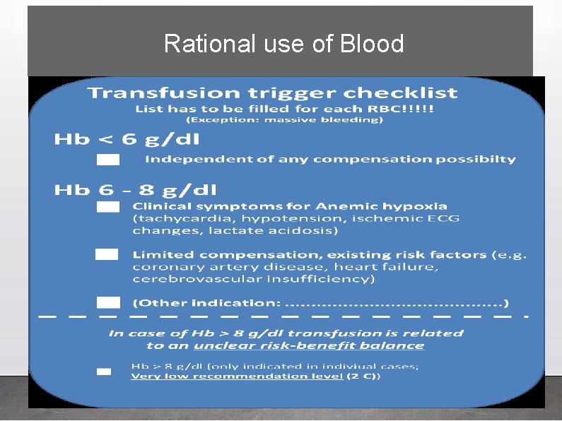 Rational use of Blood 