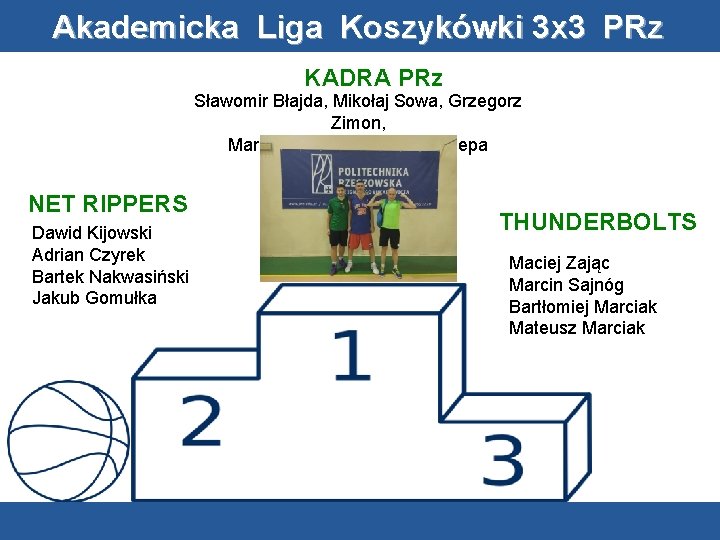 Akademicka Liga Koszykówki 3 x 3 PRz 18/19 PRz KADRA Sławomir Błajda, Mikołaj Sowa,