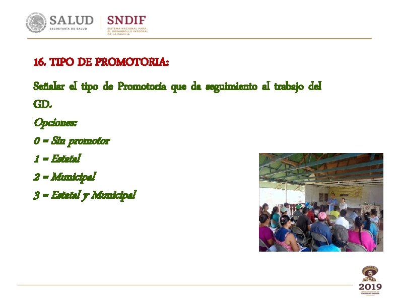 16. TIPO DE PROMOTORIA: Señalar el tipo de Promotoría que da seguimiento al trabajo