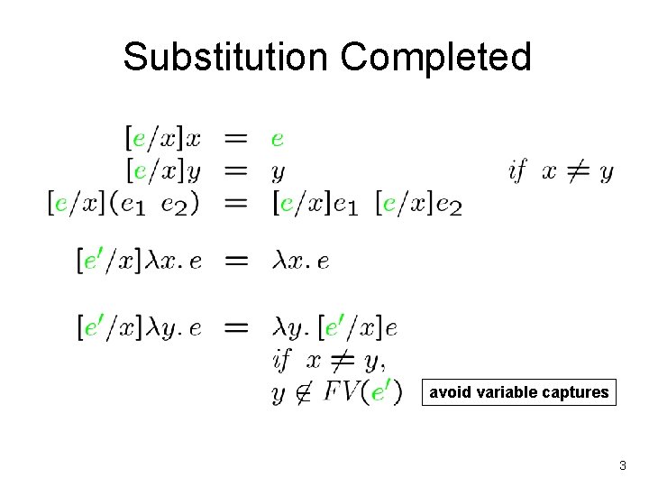 Substitution Completed avoid variable captures 3 