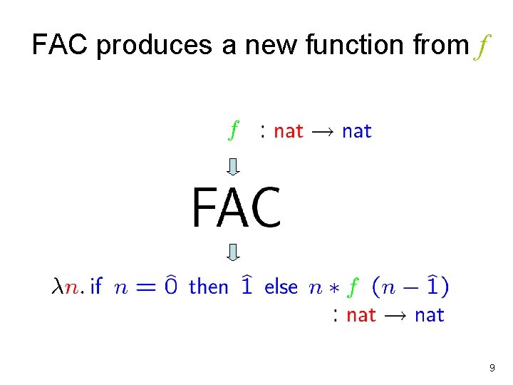 FAC produces a new function from f 9 