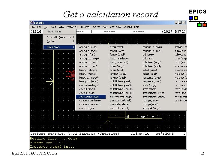 Get a calculation record April 2001: JAC EPICS Course EPICS 12 