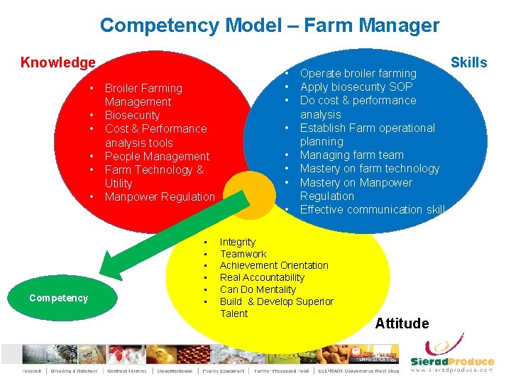 Competency Model – Farm Manager Knowledge • • • Competency Broiler Farming Management Biosecurity