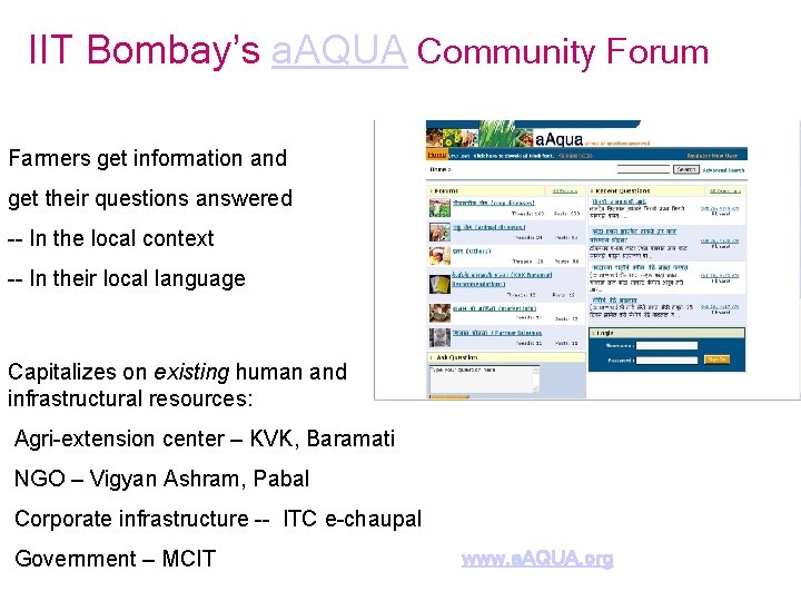 IIT Bombay’s a. AQUA Community Forum Farmers get information and get their questions answered