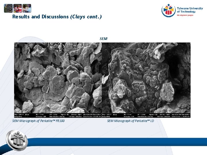 Results and Discussions (Clays cont. ) SEM Micrograph of Perkalite™ FR 100 SEM Micrograph Results and Discussions (Clays cont. ) SEM Micrograph of Perkalite™ FR 100 SEM Micrograph