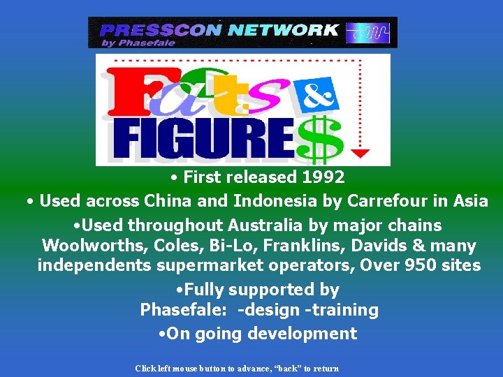 • First released 1992 • Used across China and Indonesia by Carrefour in • First released 1992 • Used across China and Indonesia by Carrefour in