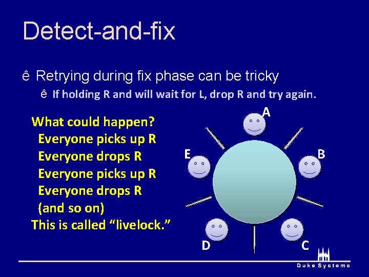Detect-and-fix ê Retrying during fix phase can be tricky ê If holding R and