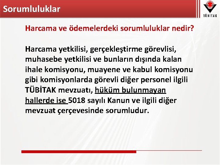 Sorumluluklar Harcama ve ödemelerdeki sorumluluklar nedir? Harcama yetkilisi, gerçekleştirme görevlisi, muhasebe yetkilisi ve bunların