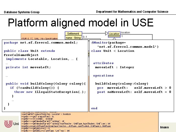 Database Systems Group Department for Mathematics and Computer Science Platform aligned model in USE