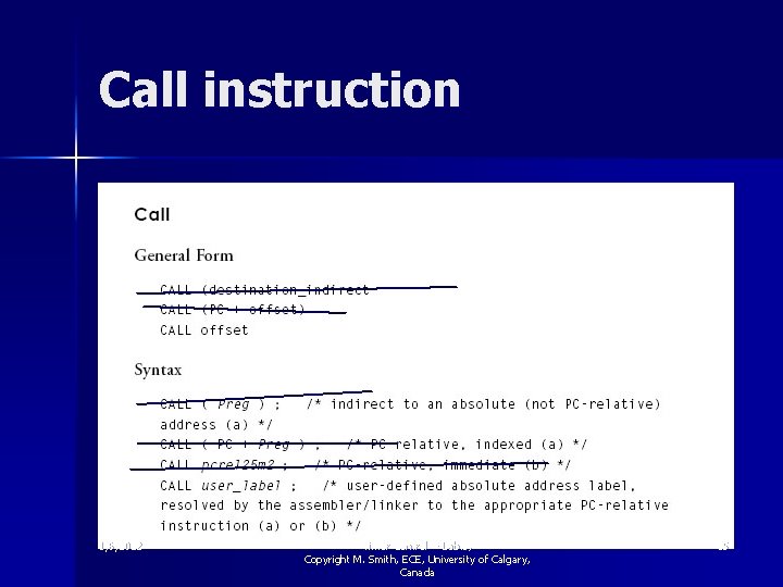 Call instruction 1/6/2022 Timer Control -- Lab. 3, Copyright M. Smith, ECE, University of