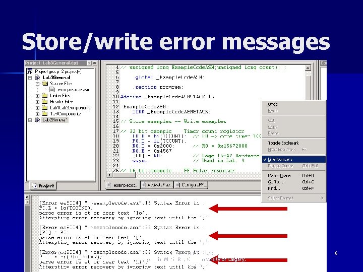 Store/write error messages 1/6/2022 Timer Control -- Lab. 3, Copyright M. Smith, ECE, University
