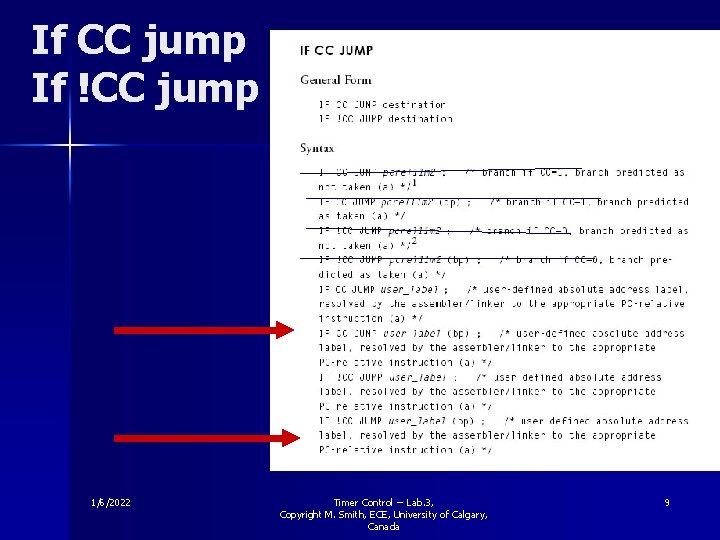 If CC jump If !CC jump 1/6/2022 Timer Control -- Lab. 3, Copyright M.