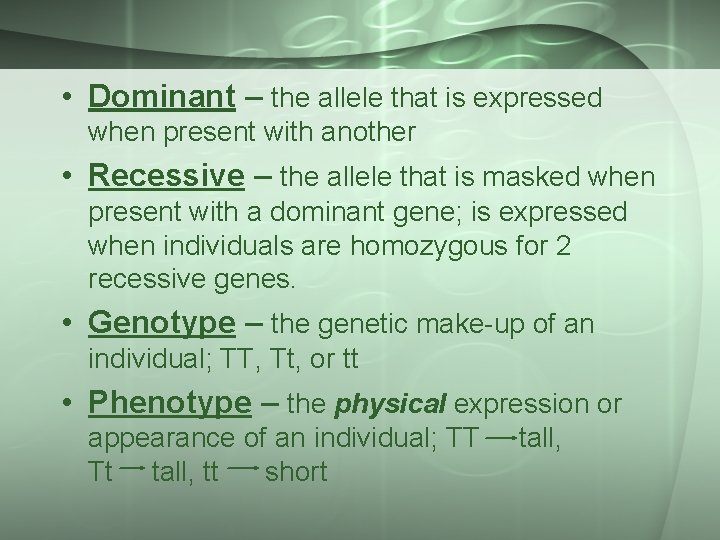 Introduction to Genetics Biology 30 What is GENETICS