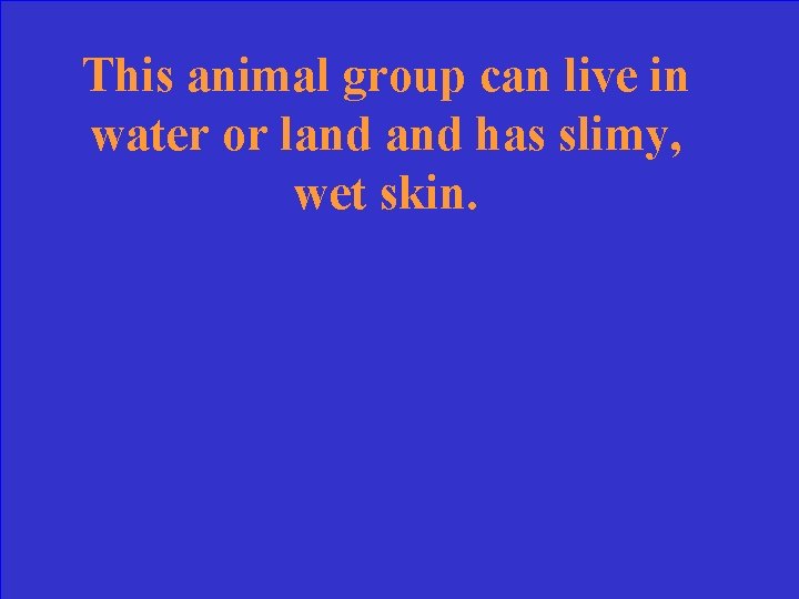 This animal group can live in water or land has slimy, wet skin. 