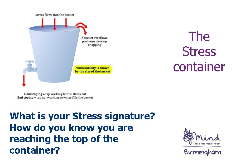 The Stress container What is your Stress signature? How do you know you are
