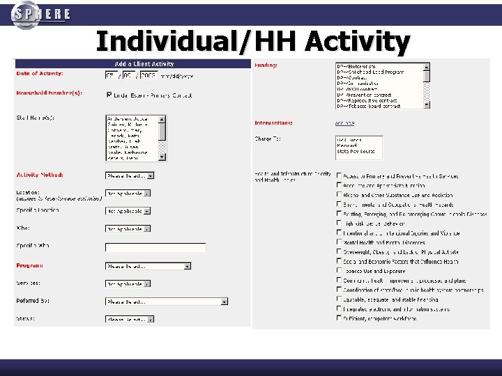 Individual/HH Activity 